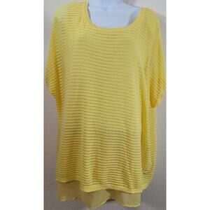 Lane Bryant Yellow Loose Knit Layered Lined Top 14 16 Lightweight Soft Flowy